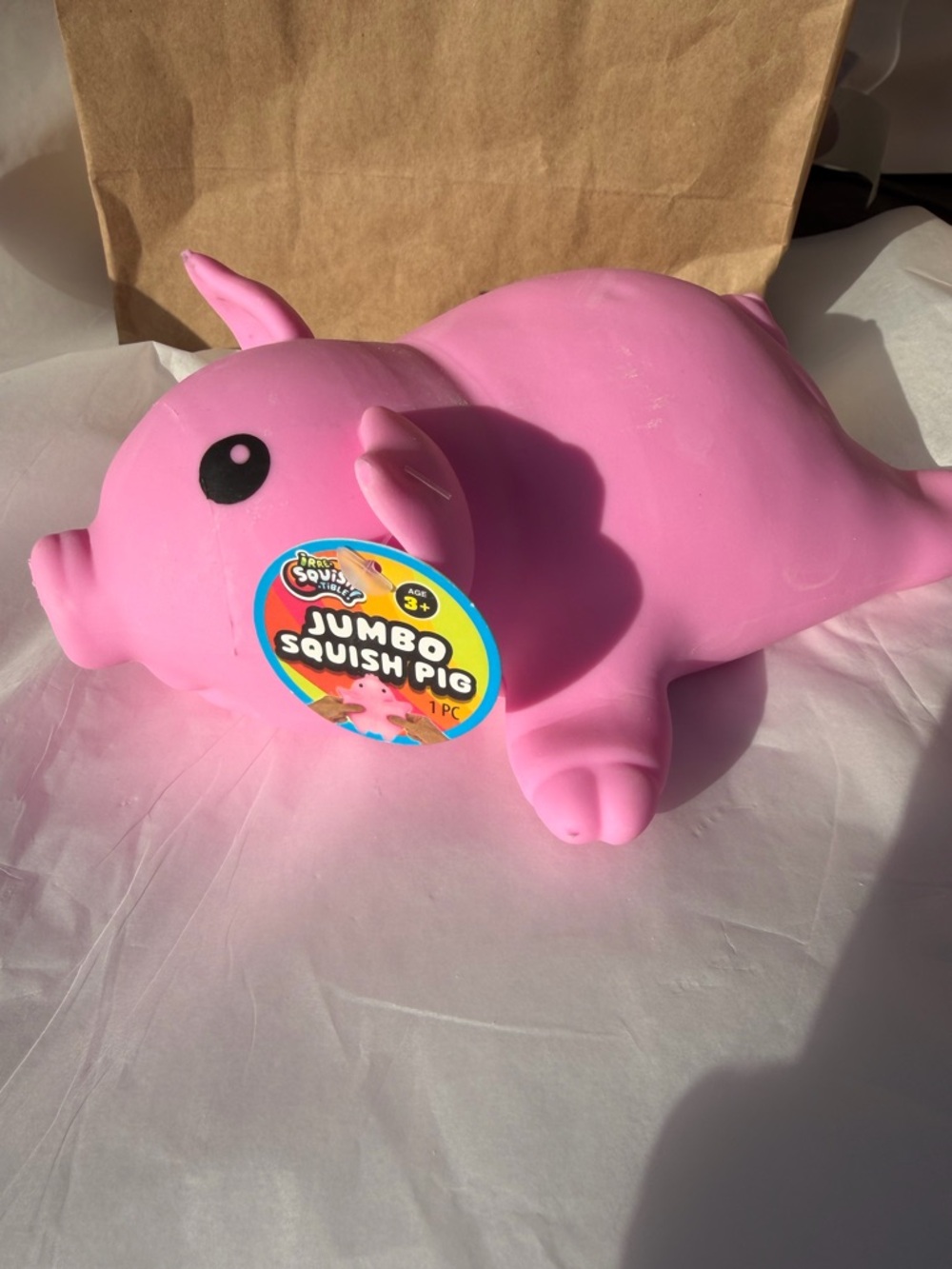 Jumbo Pink Squish Pig Plush Squeeze Toy - Kids